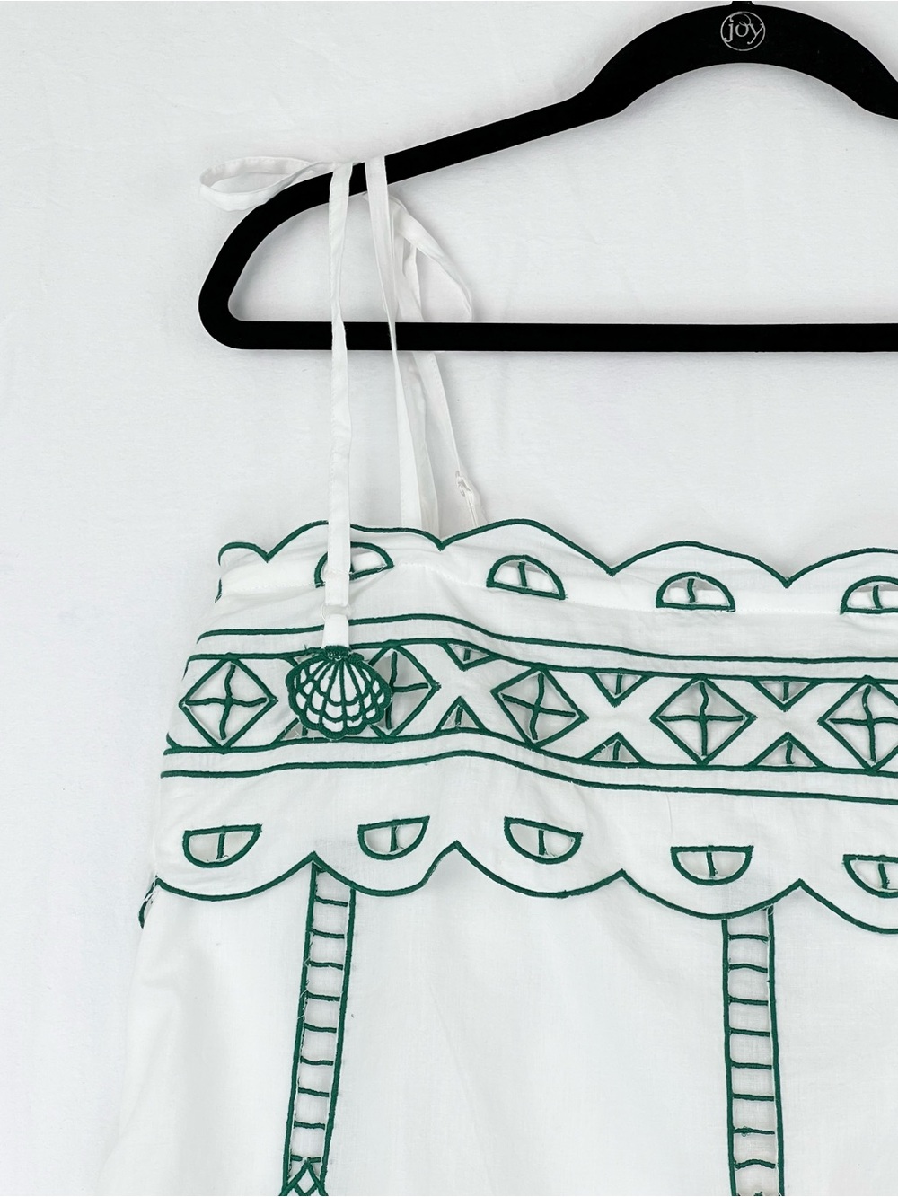 NWT Ciebon Lyndon Green Embroidered Mini Dress Sz M White - Picture 6 of 16